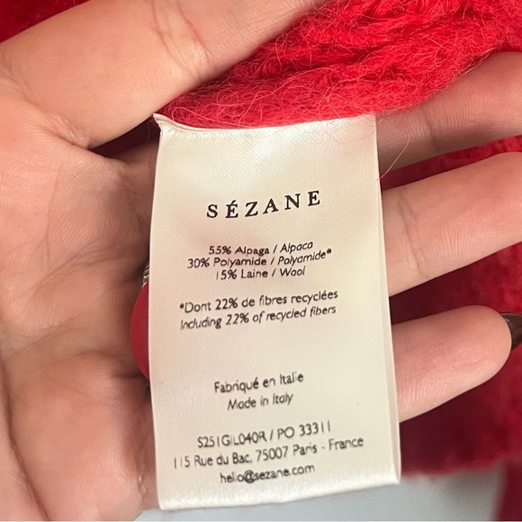 Sezane Emile Button Front Knit Sweater Cardigan Red Women's Size Small - Picture 8 of 9